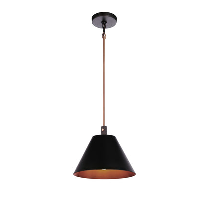 Craftmade Blake 1 Light Pendant, Flat Black/Satin Brass/Flat Black