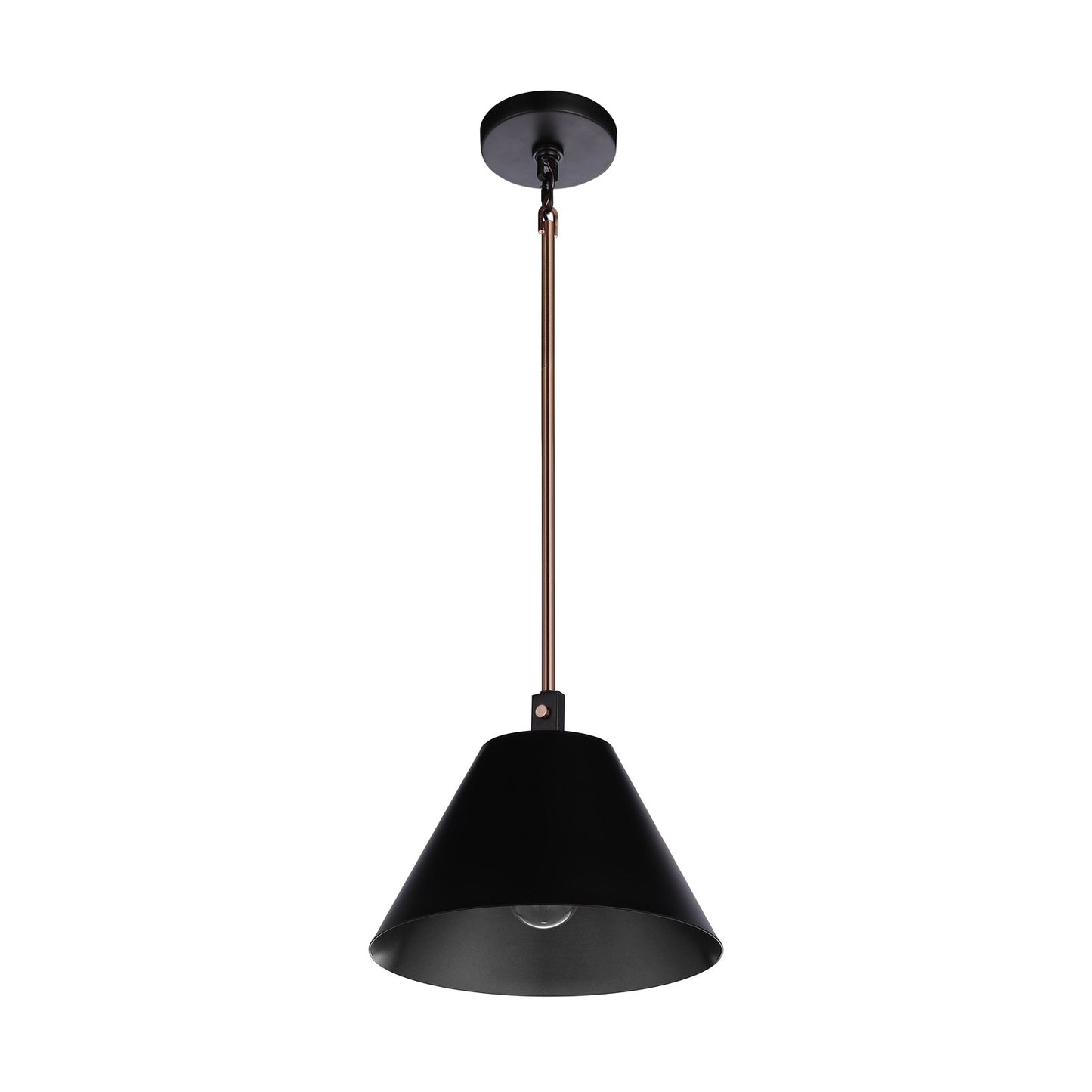 Craftmade Blake 1 Light Pendant, Flat Black/Satin Brass/Flat Black