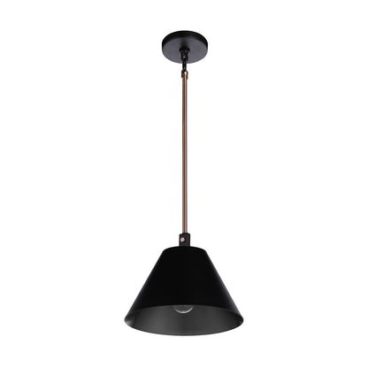 Craftmade Blake 1 Light Pendant, Flat Black/Satin Brass/Flat Black