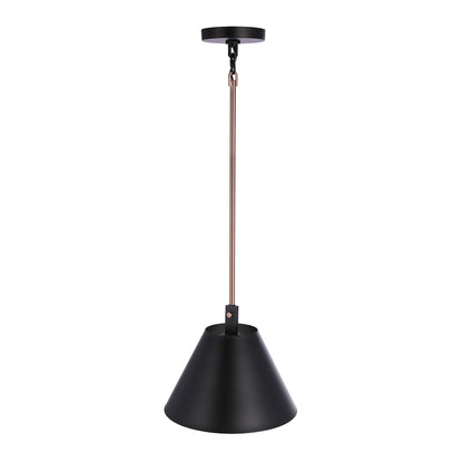 Craftmade Blake 1 Light Pendant, Flat Black/Satin Brass/Flat Black