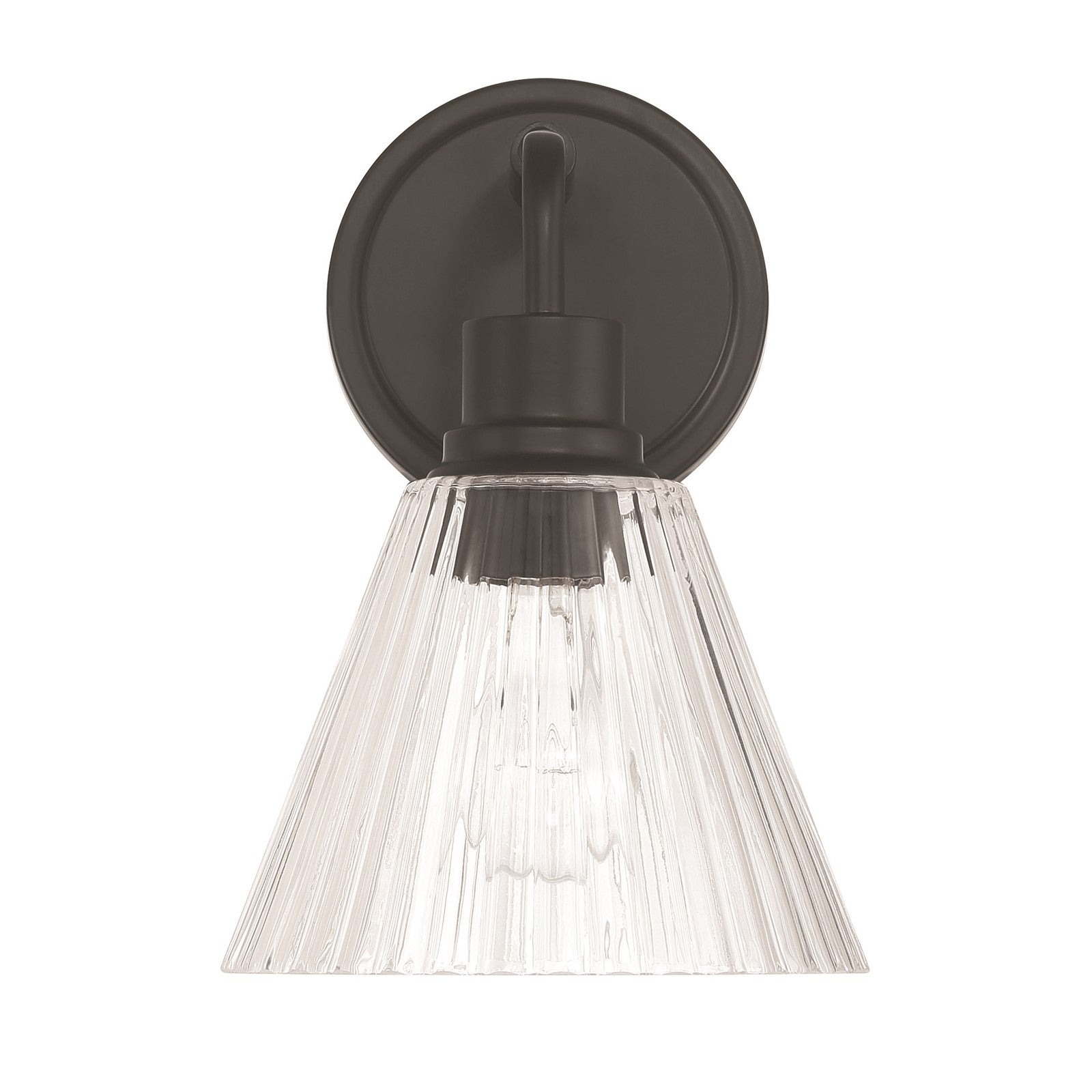 Craftmade Pleated 1 Light Wall Sconce, Flat Black/Clear Pleated - 61101-FB