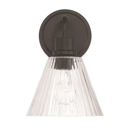 Craftmade Pleated 1 Light Wall Sconce, Flat Black/Clear Pleated - 61101-FB