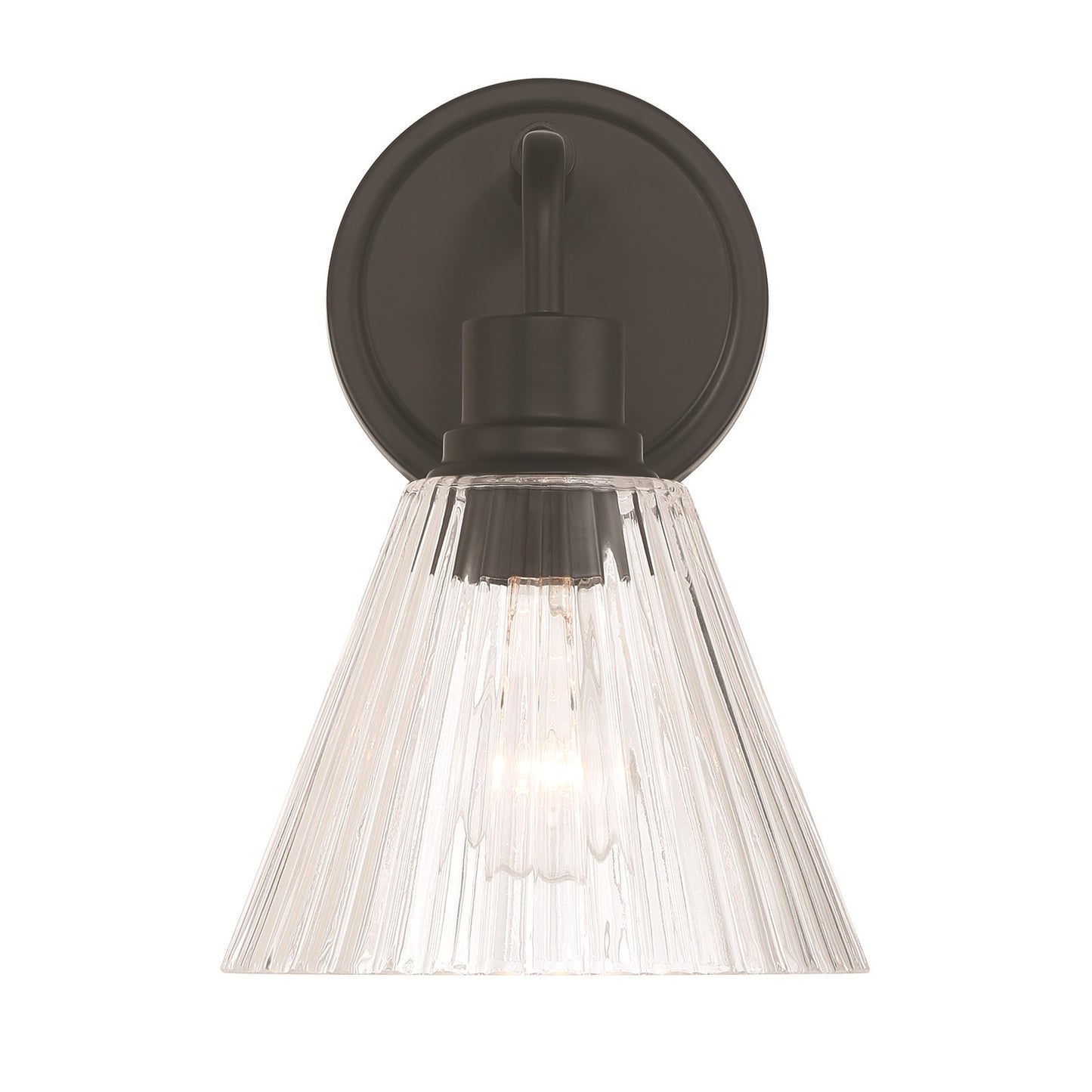 Craftmade Pleated 1 Light Wall Sconce, Flat Black/Clear Pleated
