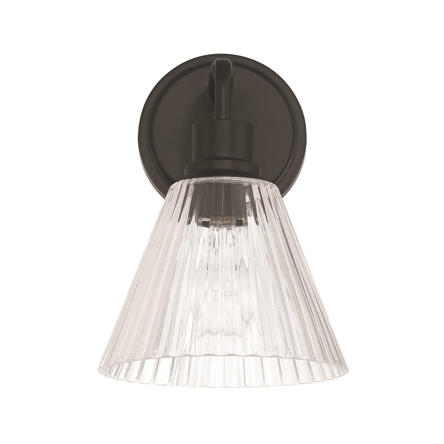 Craftmade Pleated 1 Light Wall Sconce, Flat Black/Clear Pleated