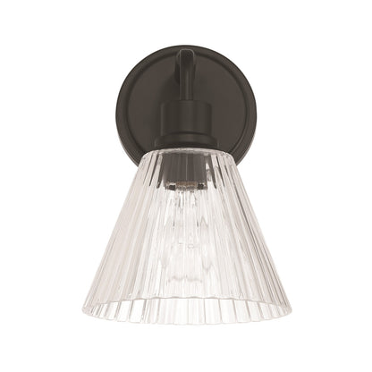 Craftmade Pleated 1 Light Wall Sconce, Flat Black/Clear Pleated