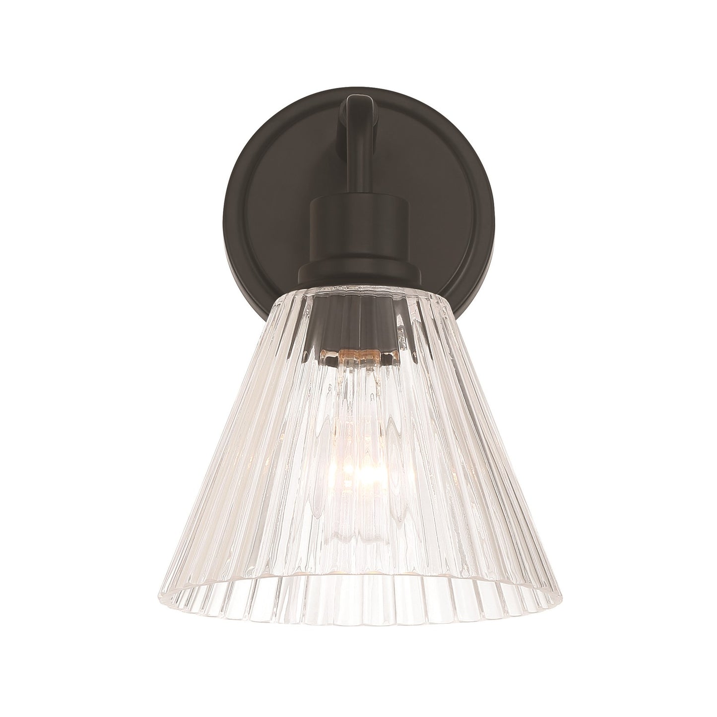 Craftmade Pleated 1 Light Wall Sconce, Flat Black/Clear Pleated