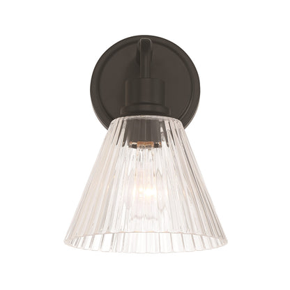 Craftmade Pleated 1 Light Wall Sconce, Flat Black/Clear Pleated