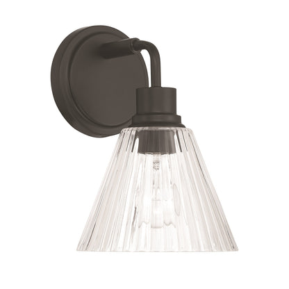 Craftmade Pleated 1 Light Wall Sconce, Flat Black/Clear Pleated