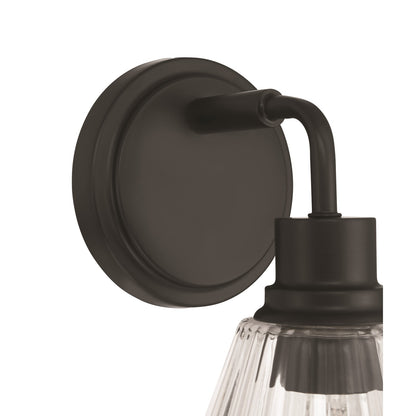Craftmade Pleated 1 Light Wall Sconce, Flat Black/Clear Pleated