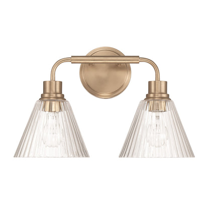 Craftmade Pleated 2 Light Vanity, Premium Bronze/Clear Pleated - 61102-CPZ