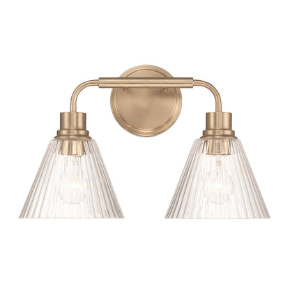Craftmade Pleated 2 Light Vanity, Premium Bronze/Clear Pleated