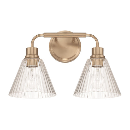 Craftmade Pleated 2 Light Vanity, Premium Bronze/Clear Pleated