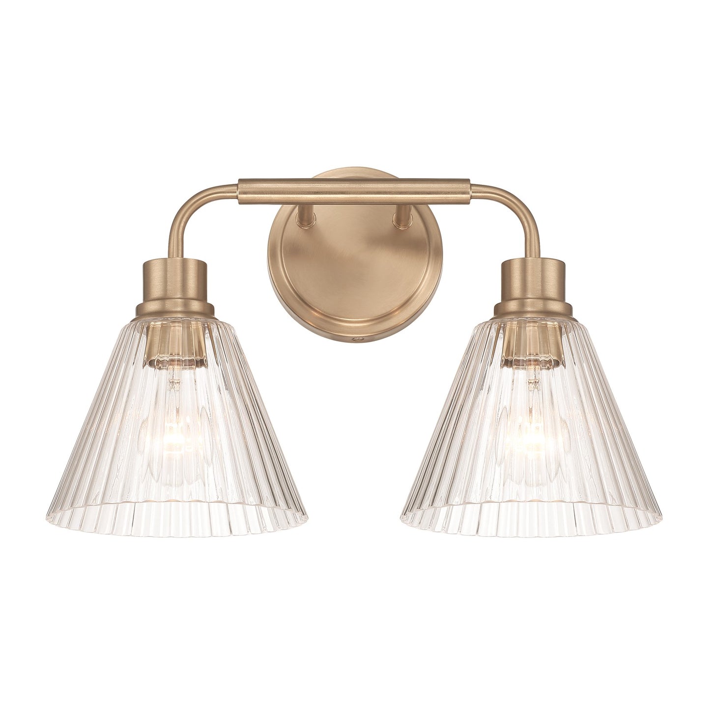 Craftmade Pleated 2 Light Vanity, Premium Bronze/Clear Pleated