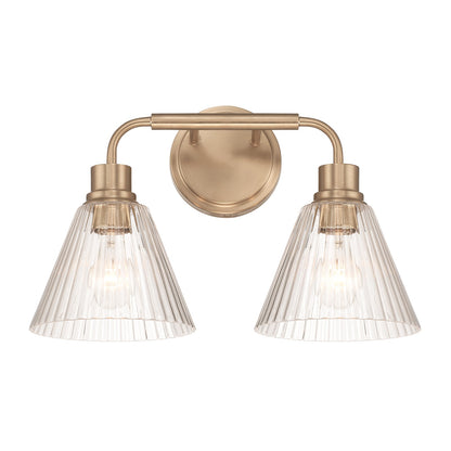 Craftmade Pleated 2 Light Vanity, Premium Bronze/Clear Pleated