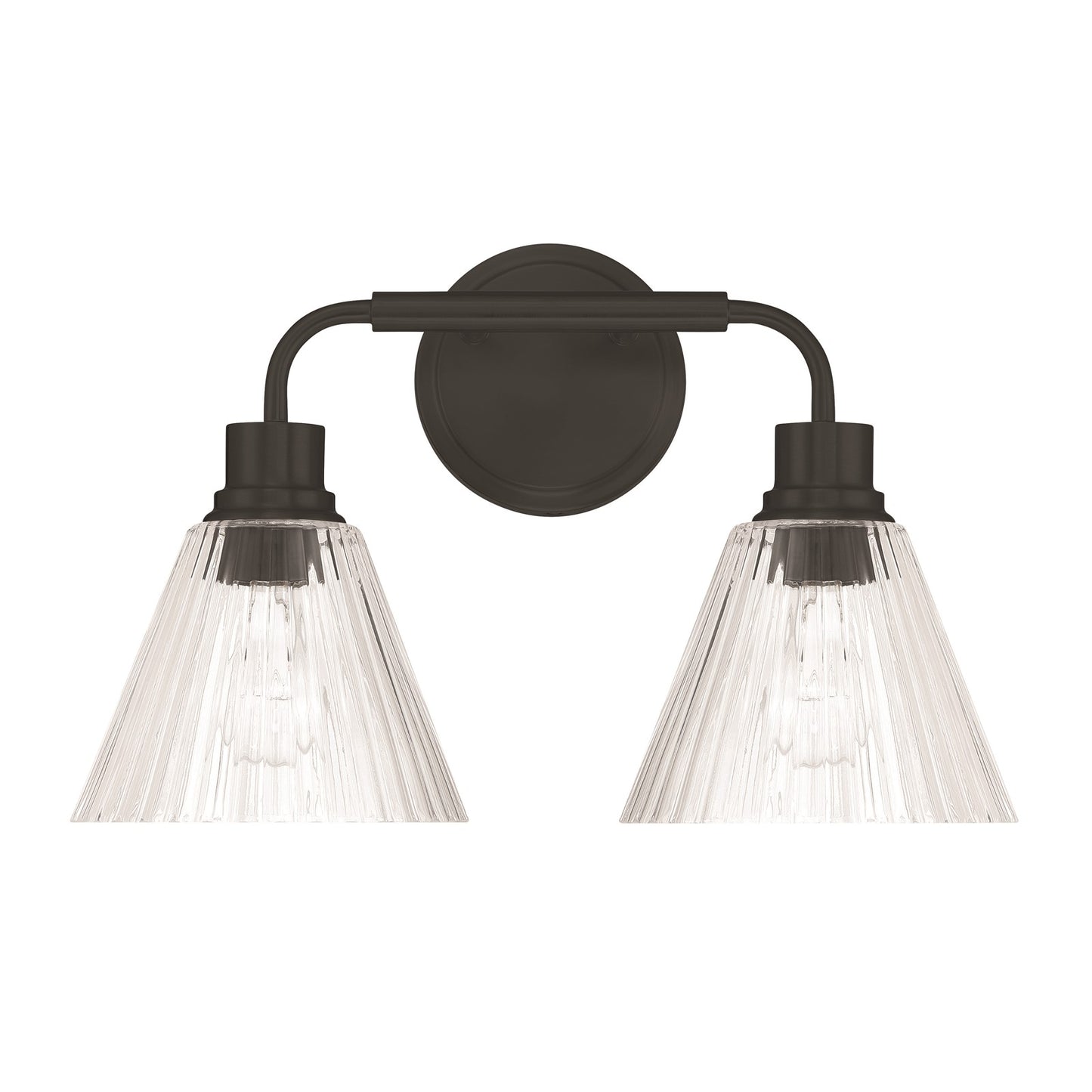 Craftmade Pleated 2 Light Vanity, Flat Black/Clear Pleated - 61102-FB