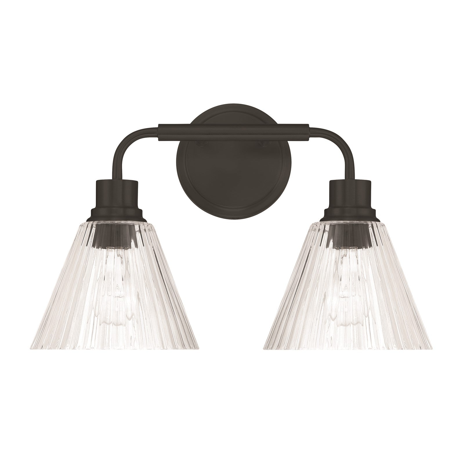 Craftmade Pleated 2 Light Vanity, Flat Black/Clear Pleated - 61102-FB