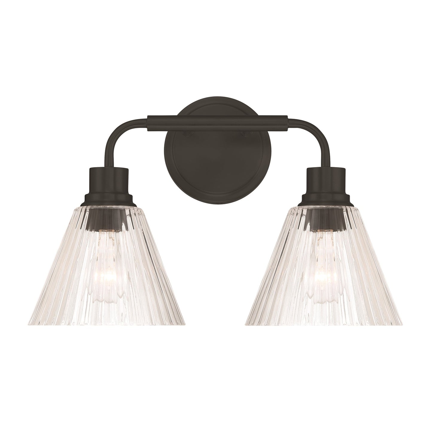 Craftmade Pleated 2 Light Vanity, Flat Black/Clear Pleated