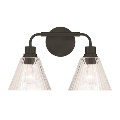 Craftmade Pleated 2 Light Vanity, Flat Black/Clear Pleated