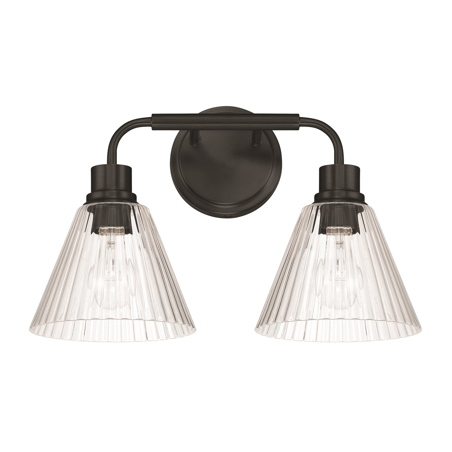 Craftmade Pleated 2 Light Vanity, Flat Black/Clear Pleated