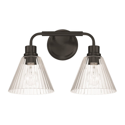 Craftmade Pleated 2 Light Vanity, Flat Black/Clear Pleated