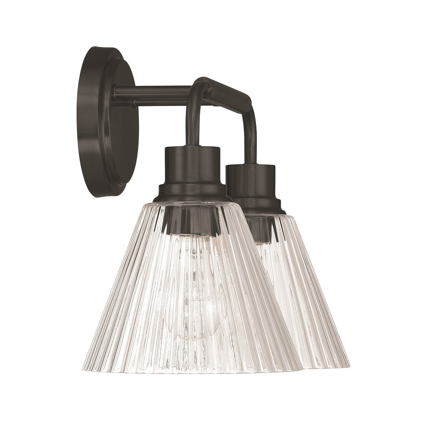 Craftmade Pleated 2 Light Vanity, Flat Black/Clear Pleated