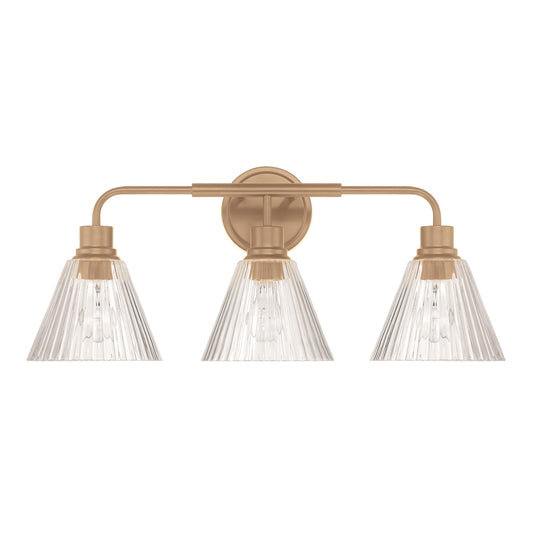 Craftmade Pleated 3 Light Vanity, Premium Bronze/Clear Pleated - 61103-CPZ