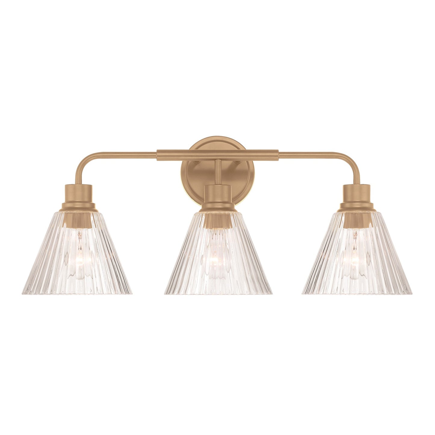 Craftmade Pleated 3 Light Vanity, Premium Bronze/Clear Pleated
