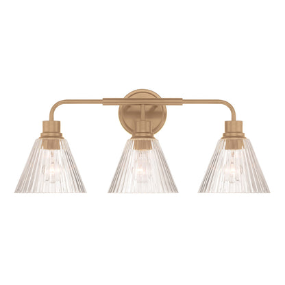Craftmade Pleated 3 Light Vanity, Premium Bronze/Clear Pleated