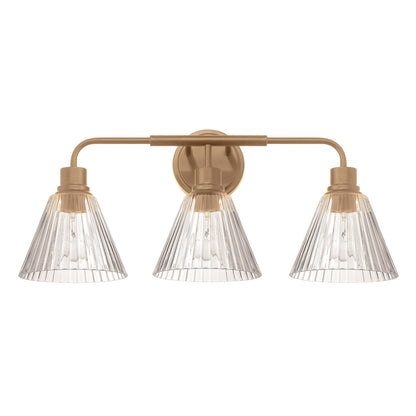 Craftmade Pleated 3 Light Vanity, Premium Bronze/Clear Pleated