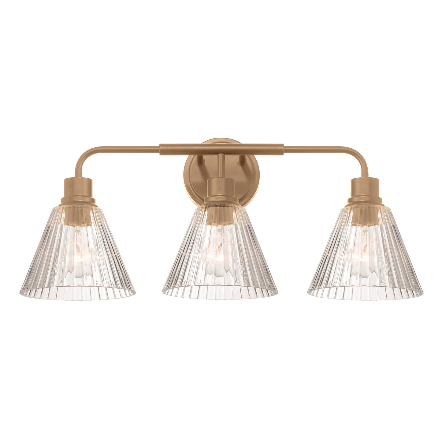 Craftmade Pleated 3 Light Vanity, Premium Bronze/Clear Pleated