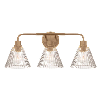 Craftmade Pleated 3 Light Vanity, Premium Bronze/Clear Pleated