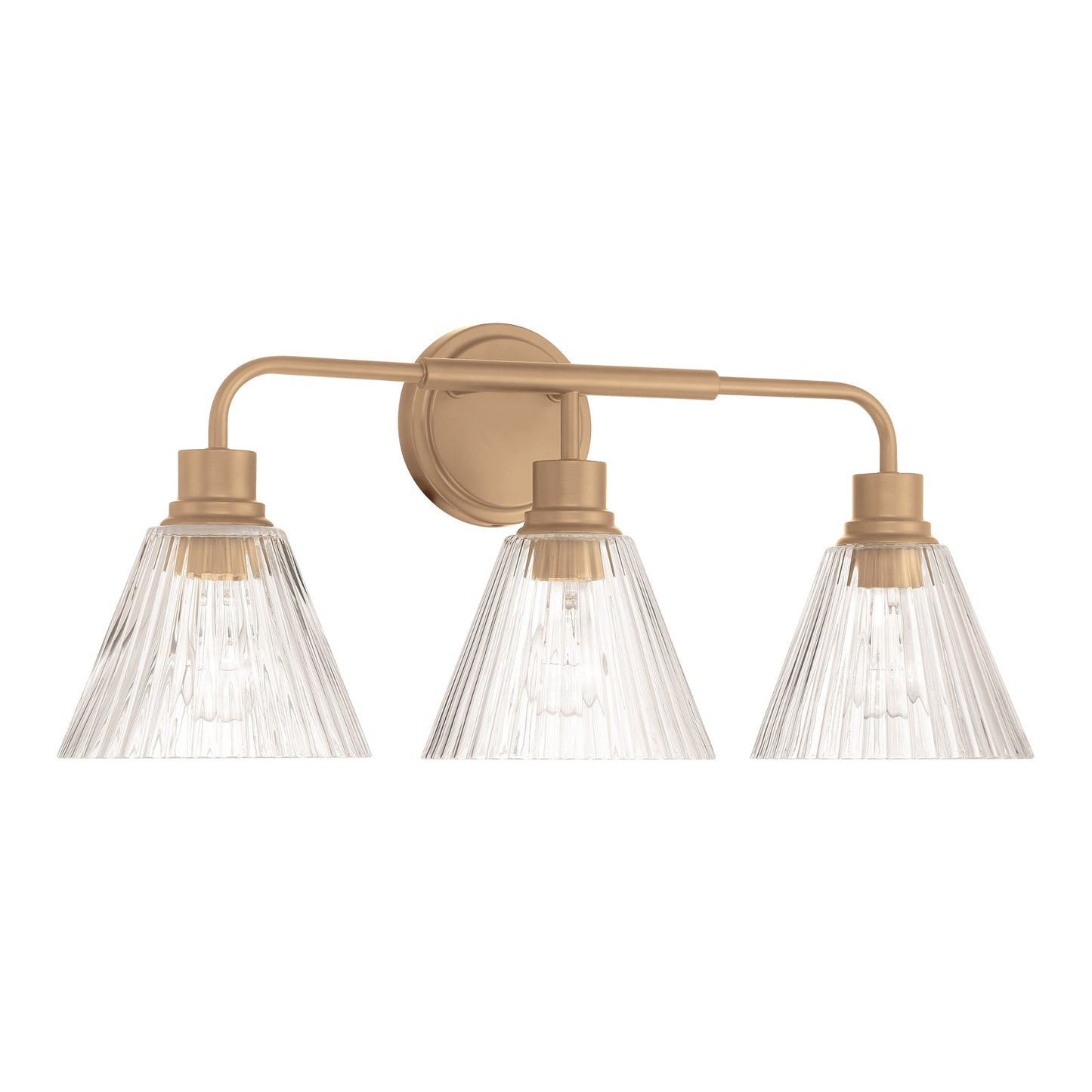 Craftmade Pleated 3 Light Vanity, Premium Bronze/Clear Pleated