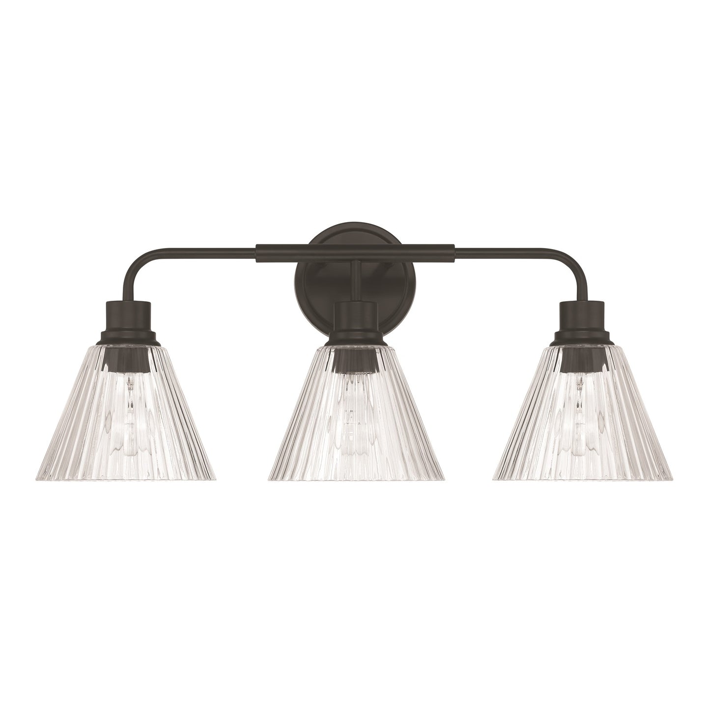 Craftmade Pleated 3 Light Vanity, Flat Black/Clear Pleated - 61103-FB