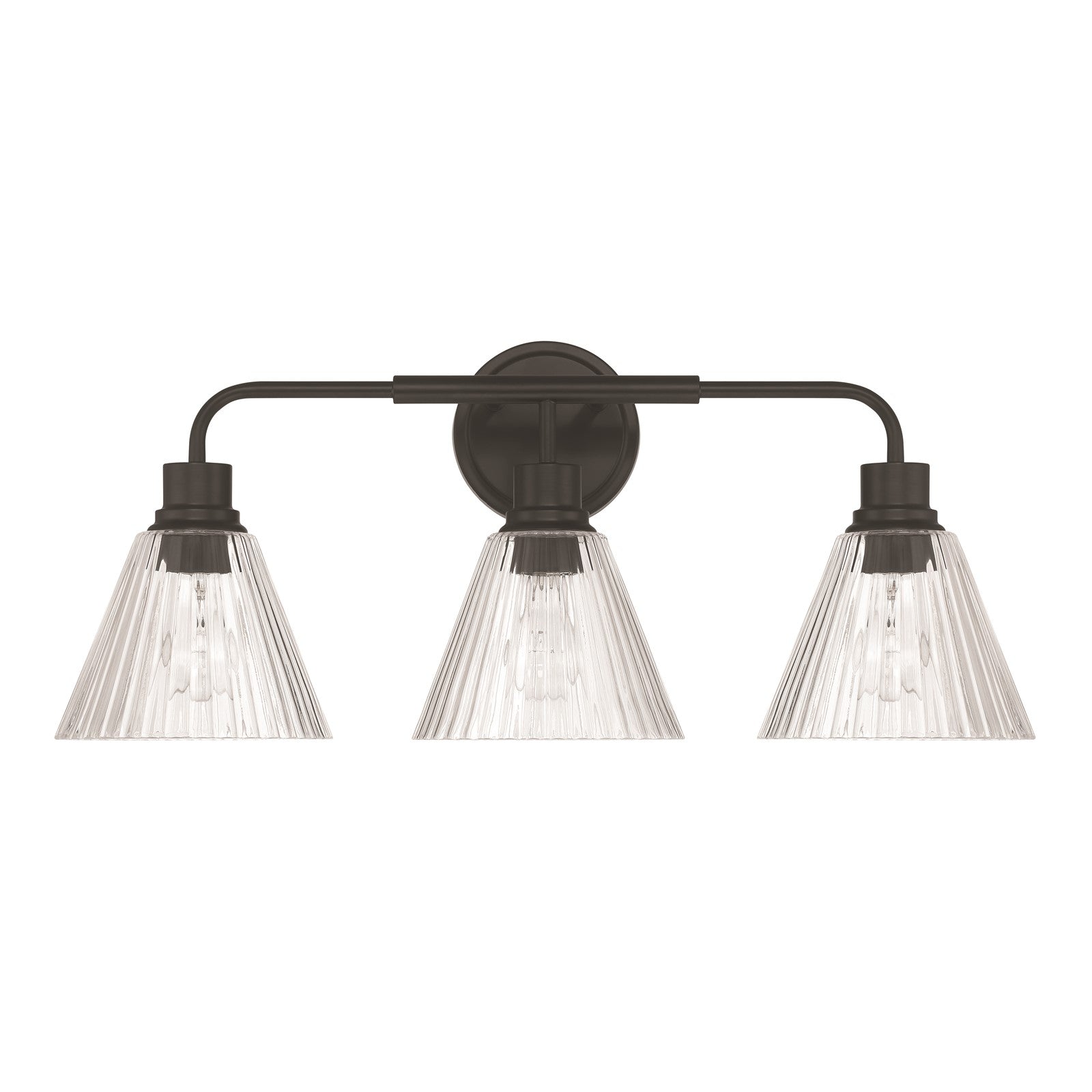 Craftmade Pleated 3 Light Vanity, Flat Black/Clear Pleated - 61103-FB
