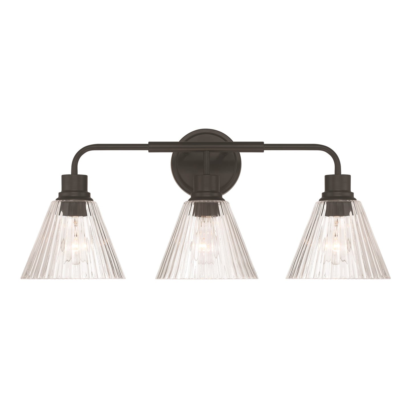 Craftmade Pleated 3 Light Vanity, Flat Black/Clear Pleated