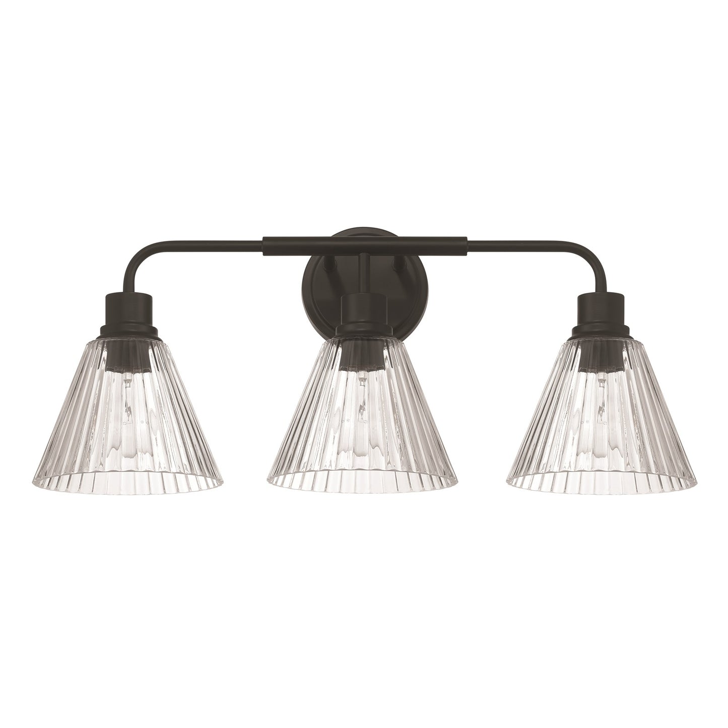 Craftmade Pleated 3 Light Vanity, Flat Black/Clear Pleated