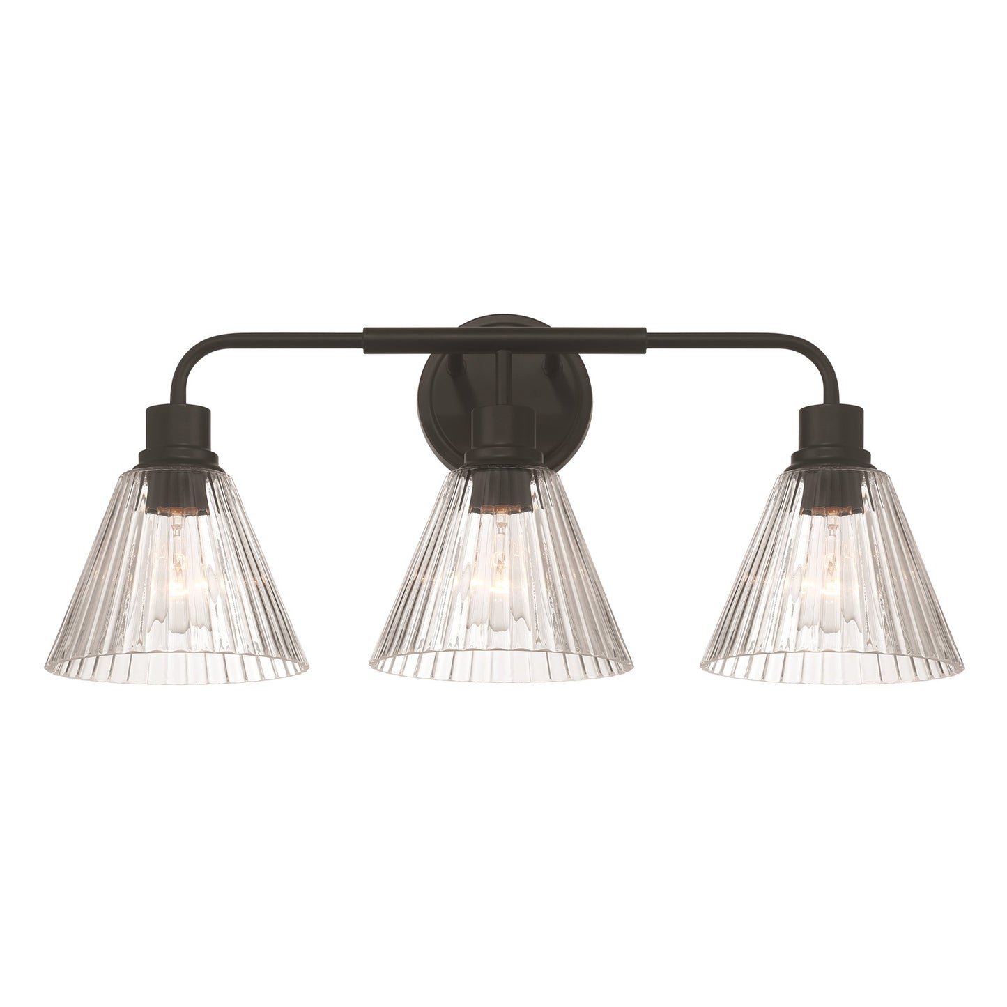 Craftmade Pleated 3 Light Vanity, Flat Black/Clear Pleated
