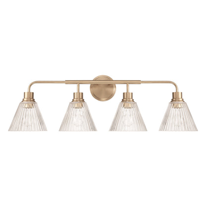 Craftmade Pleated 4 Light Vanity, Premium Bronze/Clear Pleated - 61104-CPZ