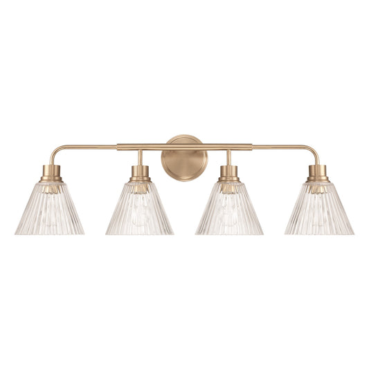 Craftmade Pleated 4 Light Vanity, Premium Bronze/Clear Pleated - 61104-CPZ