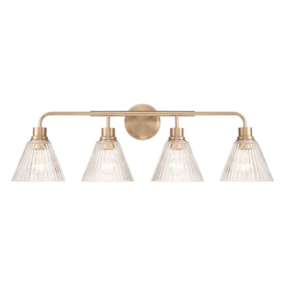 Craftmade Pleated 4 Light Vanity, Premium Bronze/Clear Pleated