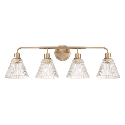 Craftmade Pleated 4 Light Vanity, Premium Bronze/Clear Pleated