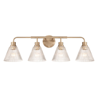Craftmade Pleated 4 Light Vanity, Premium Bronze/Clear Pleated