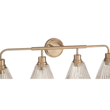 Craftmade Pleated 4 Light Vanity, Premium Bronze/Clear Pleated