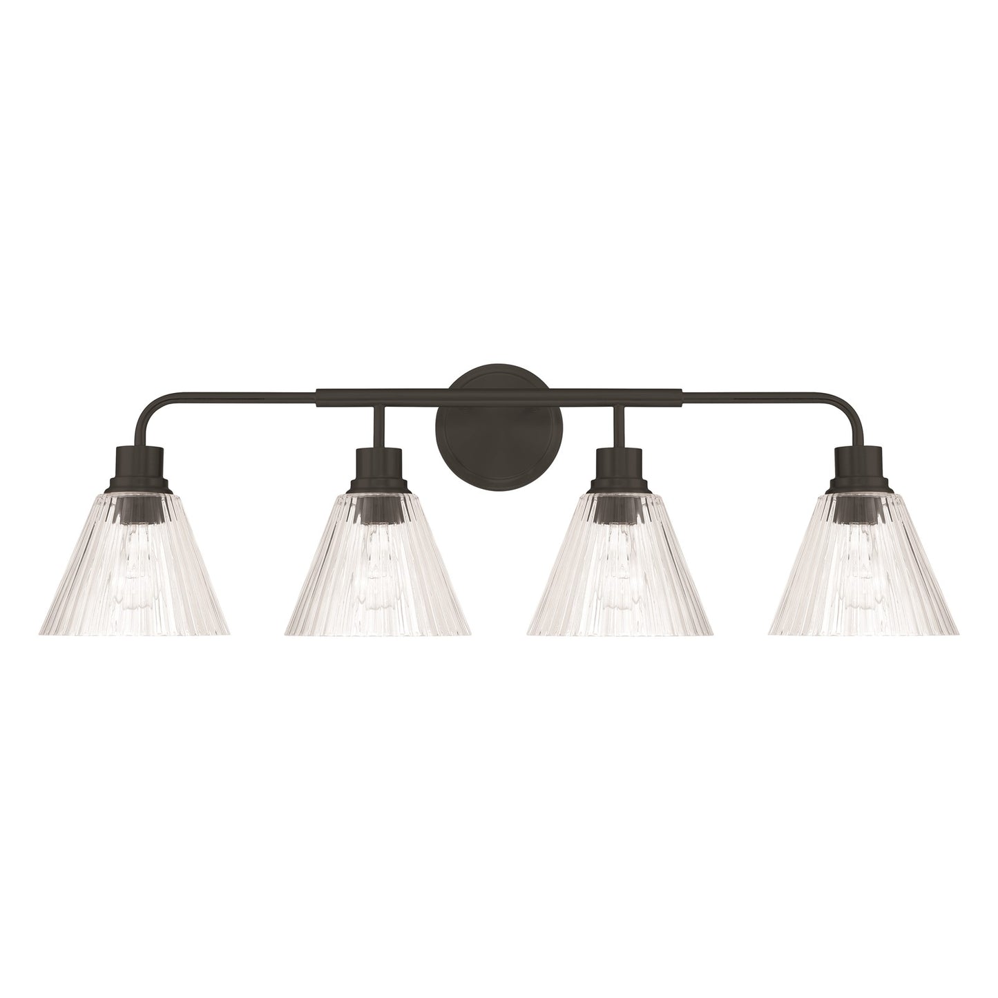 Craftmade Pleated 4 Light Vanity, Flat Black/Clear Pleated - 61104-FB
