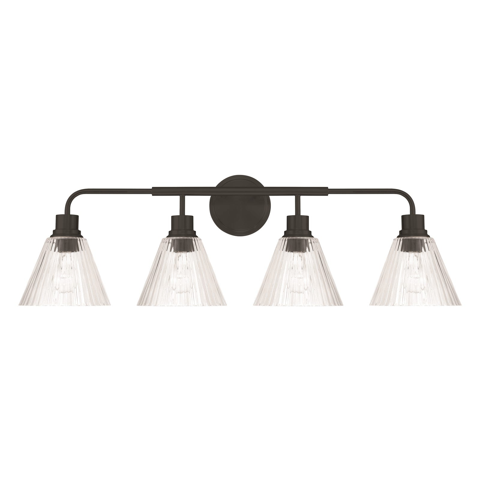 Craftmade Pleated 4 Light Vanity, Flat Black/Clear Pleated - 61104-FB