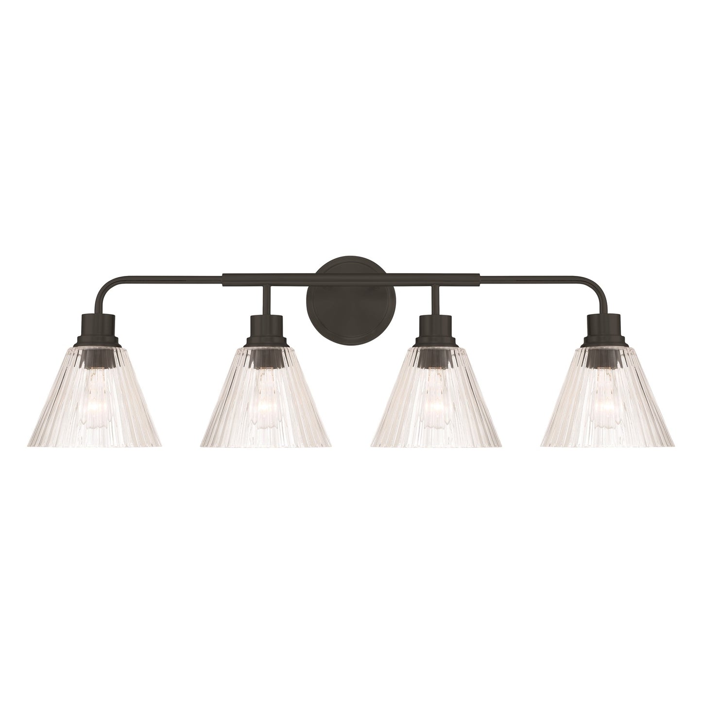 Craftmade Pleated 4 Light Vanity, Flat Black/Clear Pleated