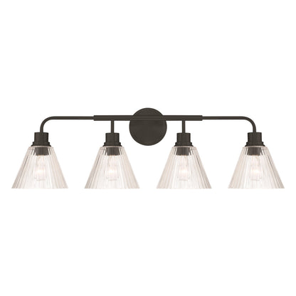 Craftmade Pleated 4 Light Vanity, Flat Black/Clear Pleated