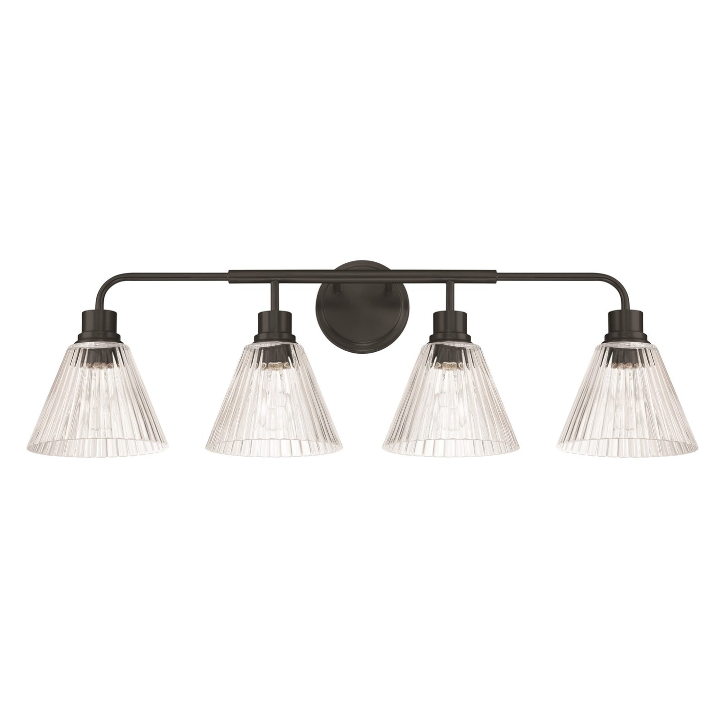 Craftmade Pleated 4 Light Vanity, Flat Black/Clear Pleated
