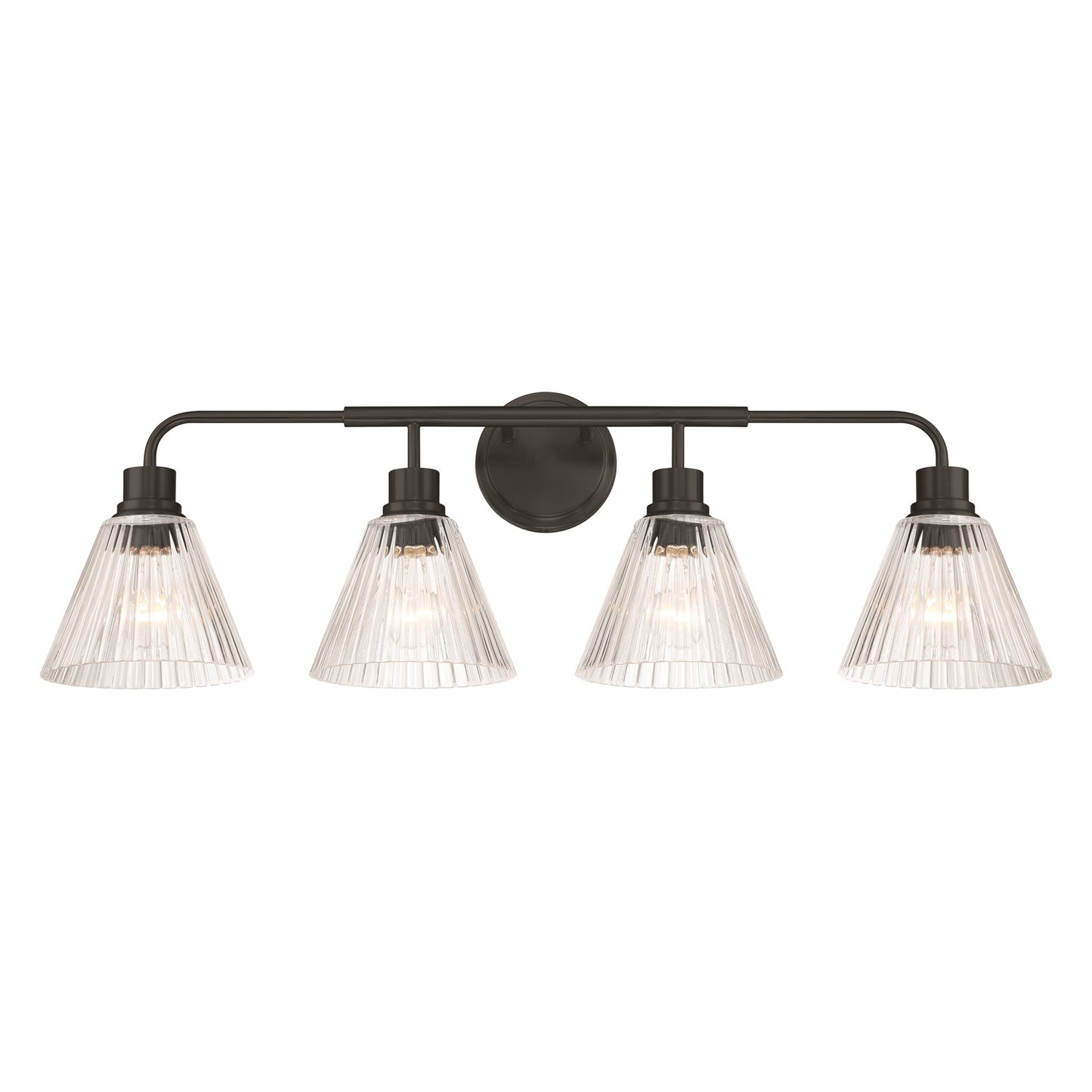 Craftmade Pleated 4 Light Vanity, Flat Black/Clear Pleated