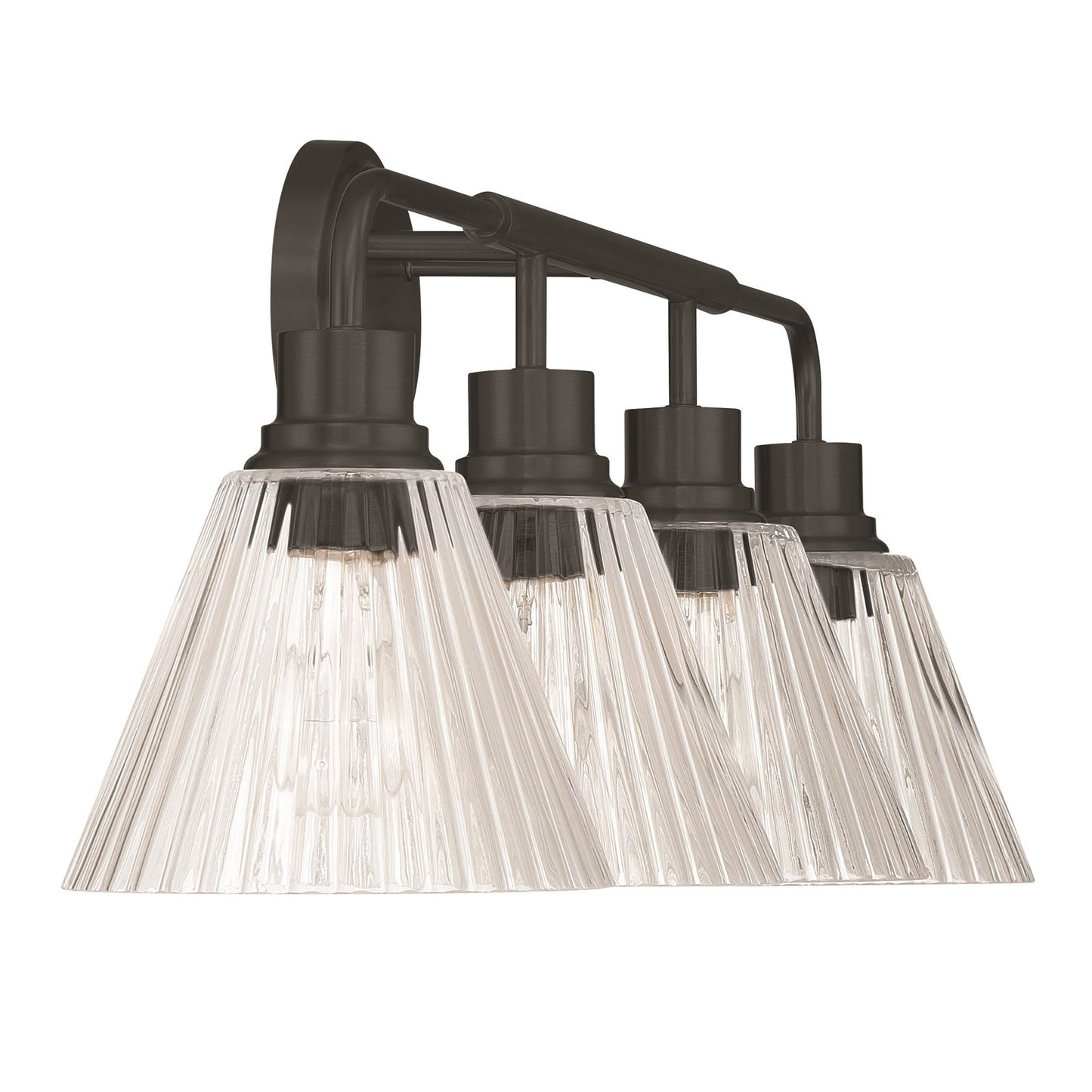 Craftmade Pleated 4 Light Vanity, Flat Black/Clear Pleated